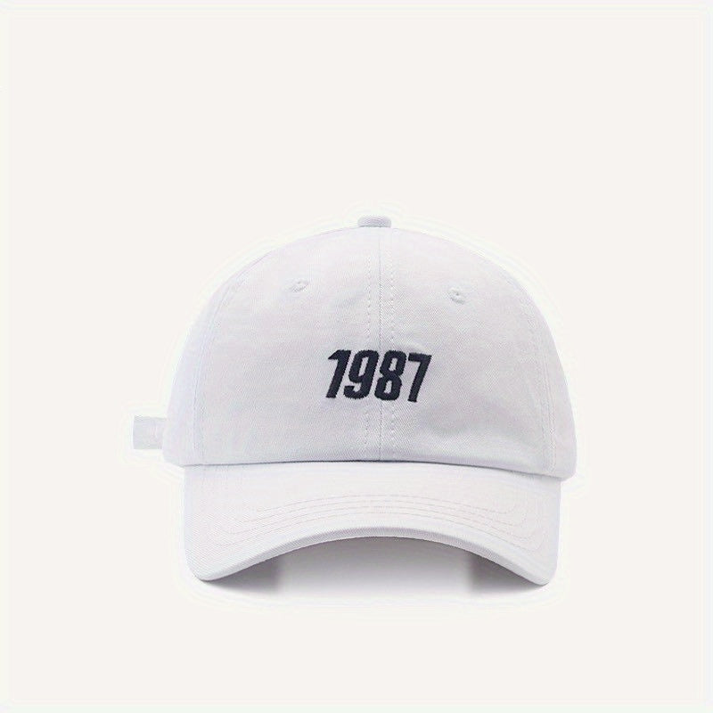 Embroidered Baseball Cap 1987 Sunshade Soft Top Peaked Hat