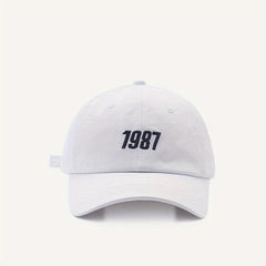 Embroidered Baseball Cap 1987 Sunshade Soft Top Peaked Hat