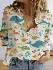 Women's Animal Print Button Up Blouse
