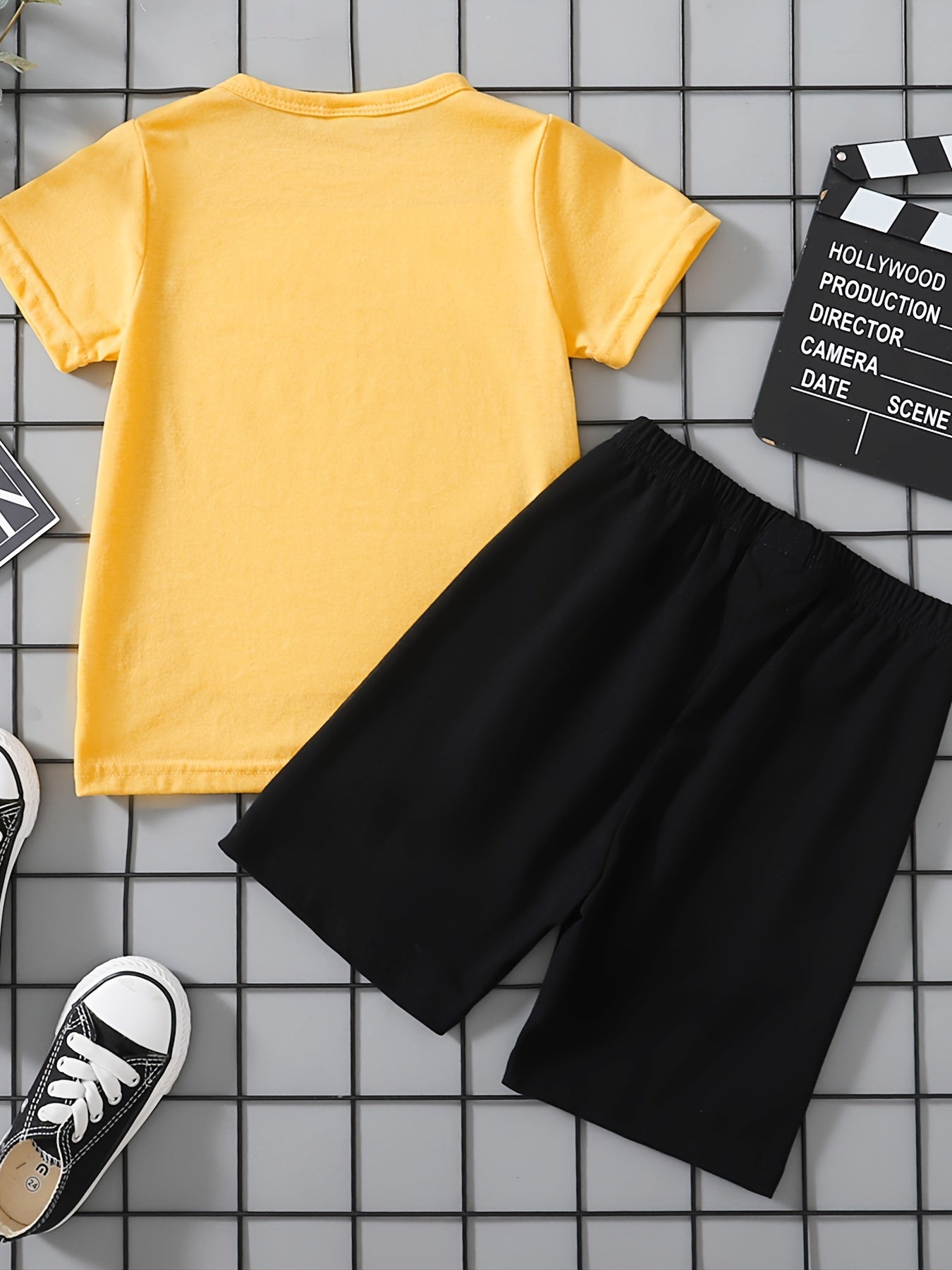 Boys Smile Print Tee Matching Shorts Summer