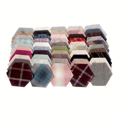 50pcs Hexagon Yarn dyed Fabric Patchwork Quilts Mixed Sewing Accessories