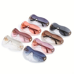 Y2K Rimless Sunglasses Gradient Shield UV400