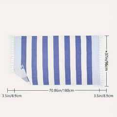 Striped Beach Towel With Tassels 99 06x180 Ultra Soft Handwoven Cotton