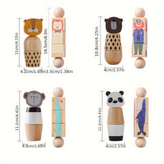 Kids' Wooden Face Rotatable Puzzle Toy Animal Screw Nut Combination Toys