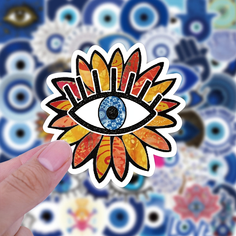 50pcs Evil Eye Doodle Waterproof Stickers for Laptop Water Bottles Travel Case