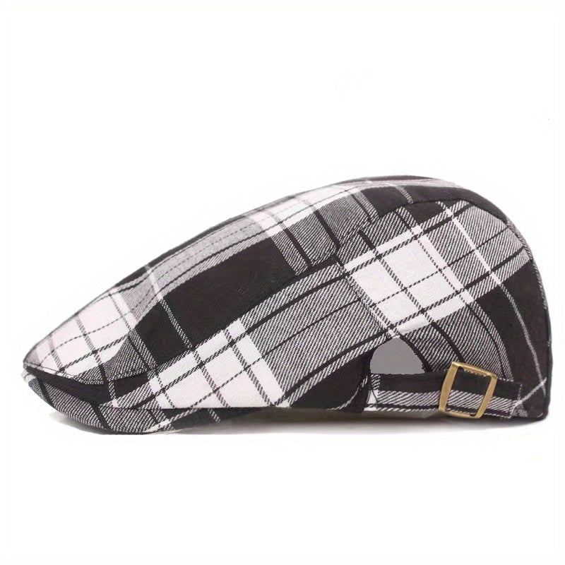 Men's Checkered Peaked Cap for Summer Sun Protection