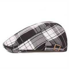 Men's Checkered Peaked Cap for Summer Sun Protection