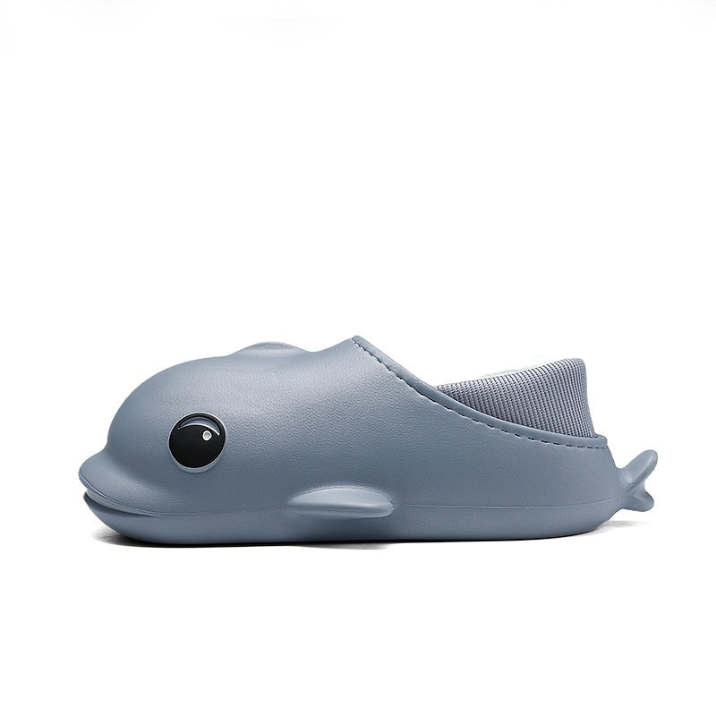 Men's Cartoon Dolphin Warm Cozy Slippers Waterproof House Shoes