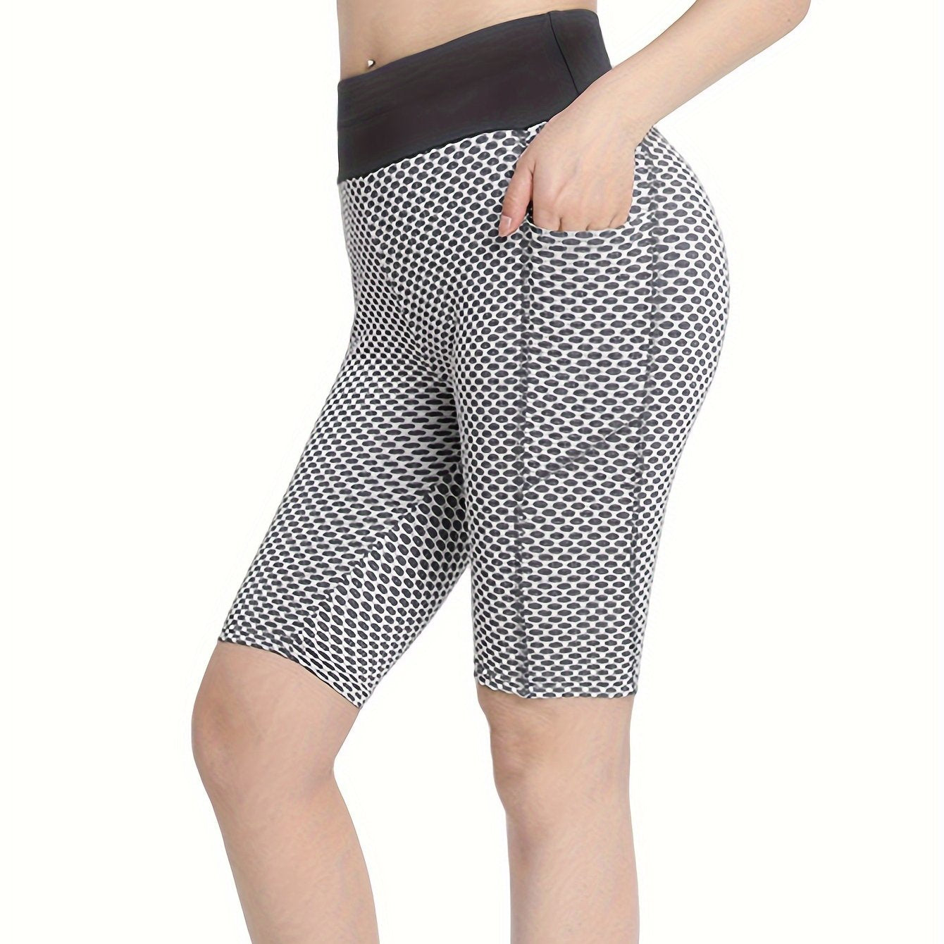 High Waist Yoga Pocket Shorts Sports Running Fitness Athletic Shorts