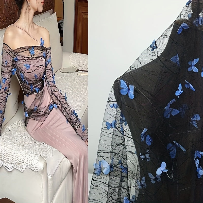 3D Butterfly Engagement Yarn Lace Embroidery Fabric DIY
