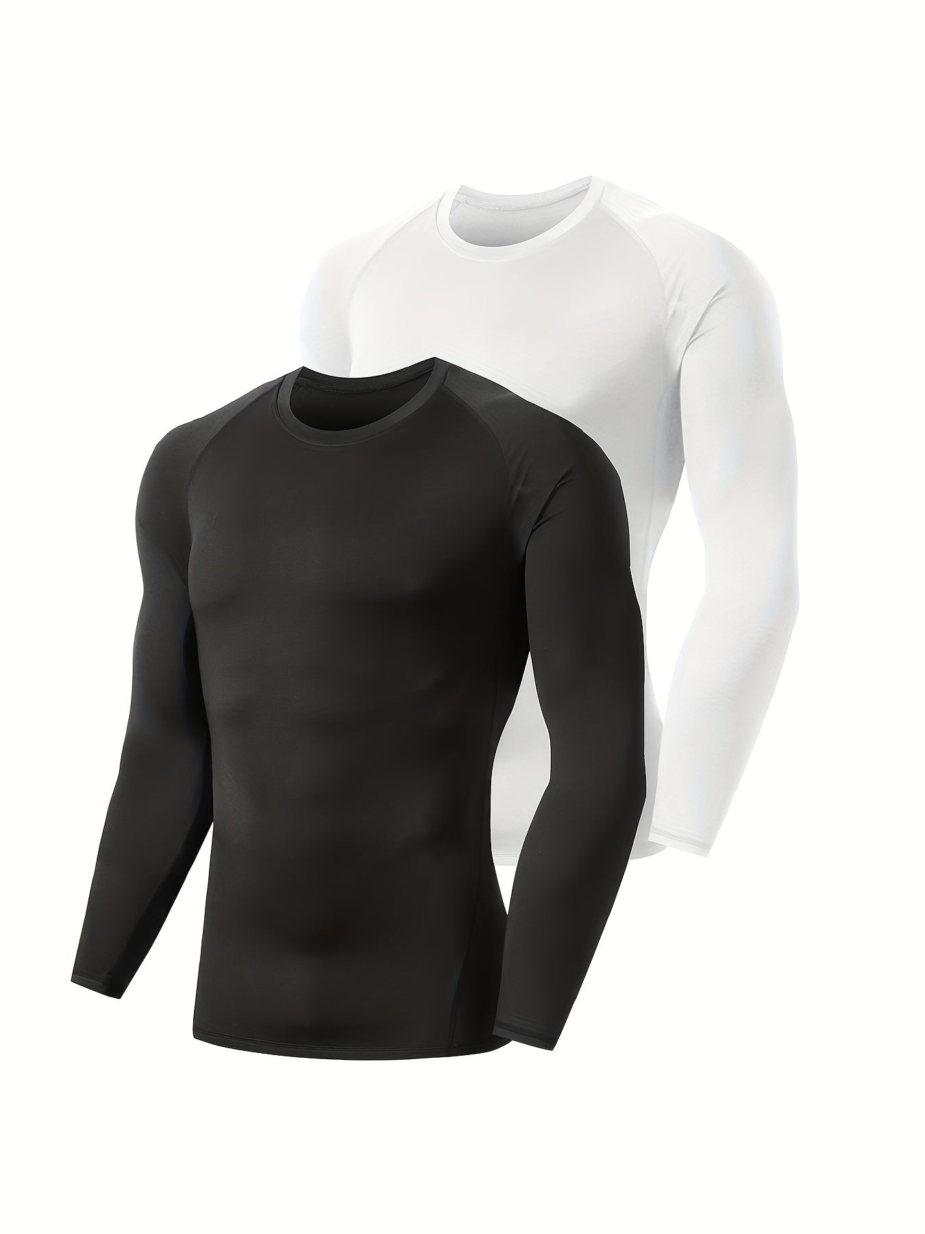HOPLYNN Men's Compression Crew Neck Long Sleeve Athletic T-Shirt