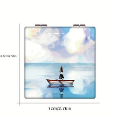 Square Double Side Folding Vanity Mirror Travel Portable Small Mirror