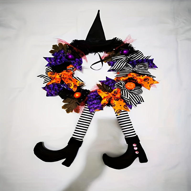 Halloween Witch Wreath Harvest Wizard Door Hanging