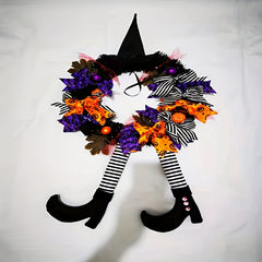 Halloween Witch Wreath Harvest Wizard Door Hanging