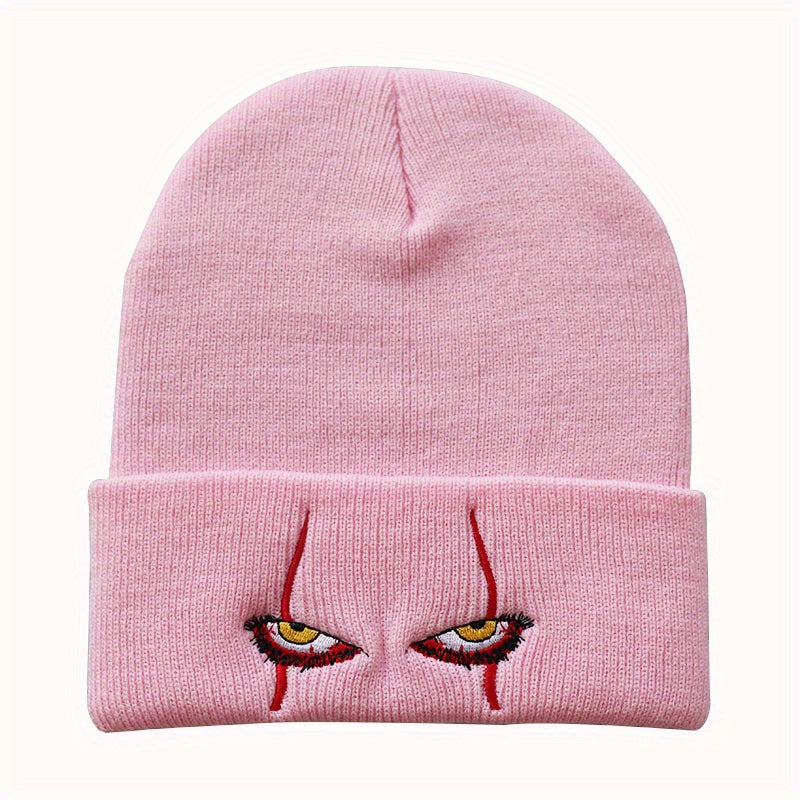Scary Eyes Embroidery Beanie Horror Elastic Knit Hat Hip Hop