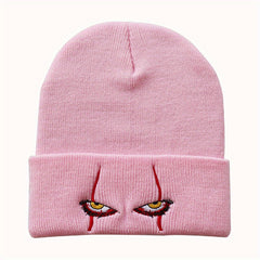 Scary Eyes Embroidery Beanie Horror Elastic Knit Hat Hip Hop
