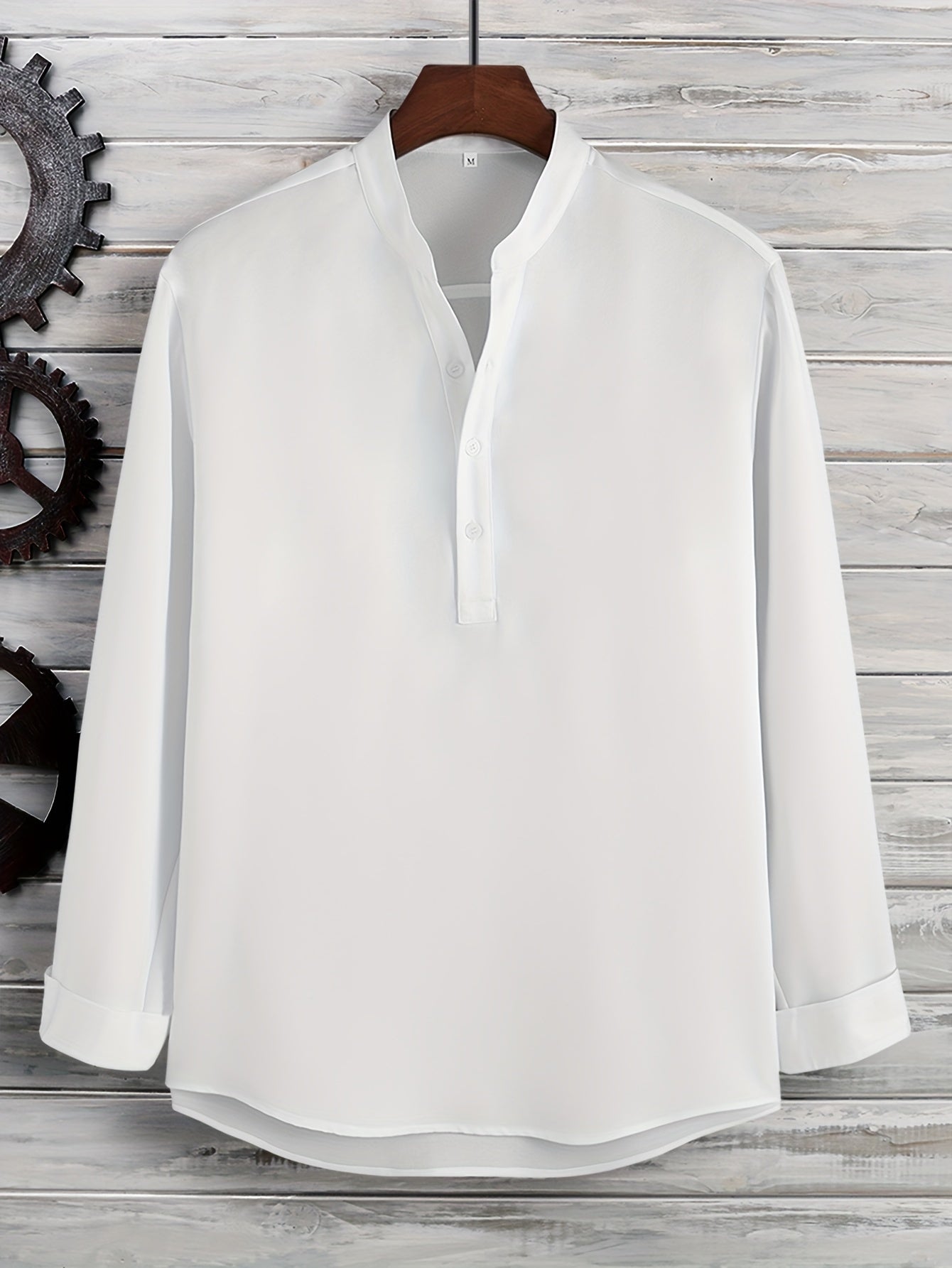 Men's Stand Collar Long Sleeve Shirt for Autumn