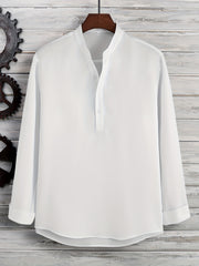 Men's Stand Collar Long Sleeve Shirt for Autumn