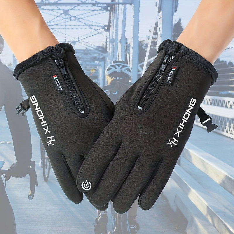 Winter Cycling Gloves Touch Screen Waterproof Plush Warmth