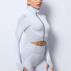 3pcs Workout Clothing Set: Track Jacket, Sports Bra, Yoga Leggings