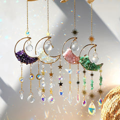 Moon Crystal Suncatcher Rose Quartz Rainbow Maker