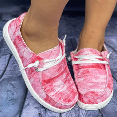 Women's Stylish Tie Dye Pink Boat Shoes Skate Shoes