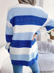 Colorblock Open Front Cardigan