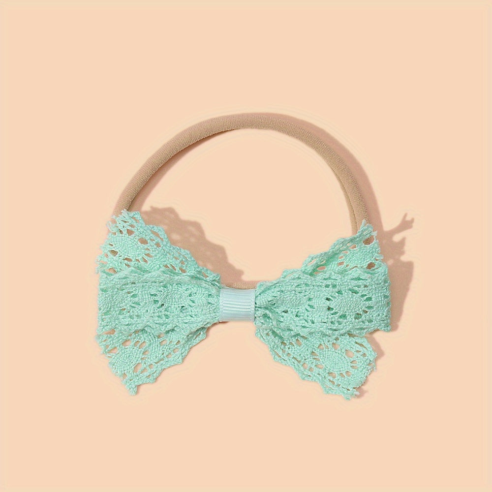 Headband For Baby Girls Soft Nylon Elastic Lace Bow Hair Bands