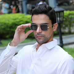 Men's Vintage Steampunk Polarized Metal Sunglasses Square Frame