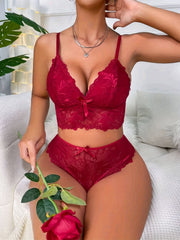 Floral Lace Lingerie Set: Push Up Bra & Cheeky Panties