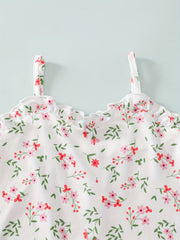 Toddler Girls Floral Ruffle Trim Cami Rompers Onesie Kids Summer Clothes