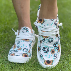 Sunflower Pattern Flat Shoes Women's Casual Lightweight Soft Comfortable Shoes