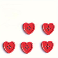 5pcs Heart Shaped Shank Buttons Red Beige Crafts & Clothing Repair