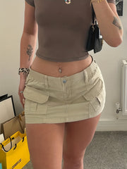 Hight Waisted Cargo Mini Skirt Women Harajuku Y2k Vintage