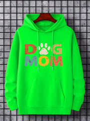DOG MOM Print Hoodie Men's Graphic Pullover Hooded Sweatshirt