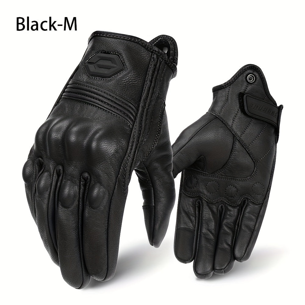 Knuckle Protection PU Leather Motorcycle Gloves