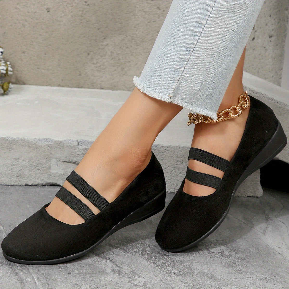 Women's Elastic Band Flat Shoes Casual Slip On Outdoor Shoes