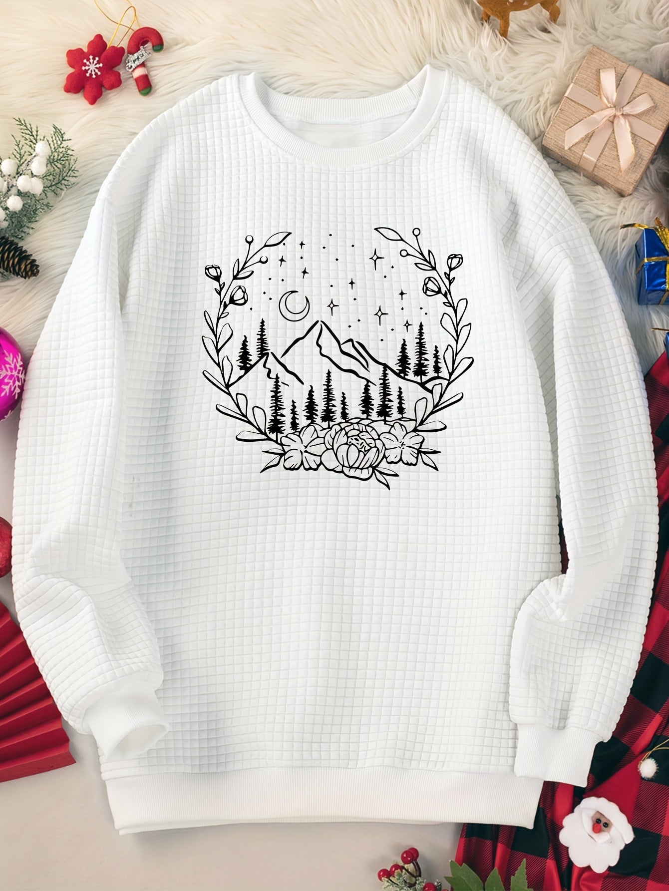 Floral Mountain Graphic Long Sleeve Lounge Top