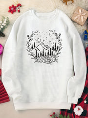 Floral Mountain Graphic Long Sleeve Lounge Top