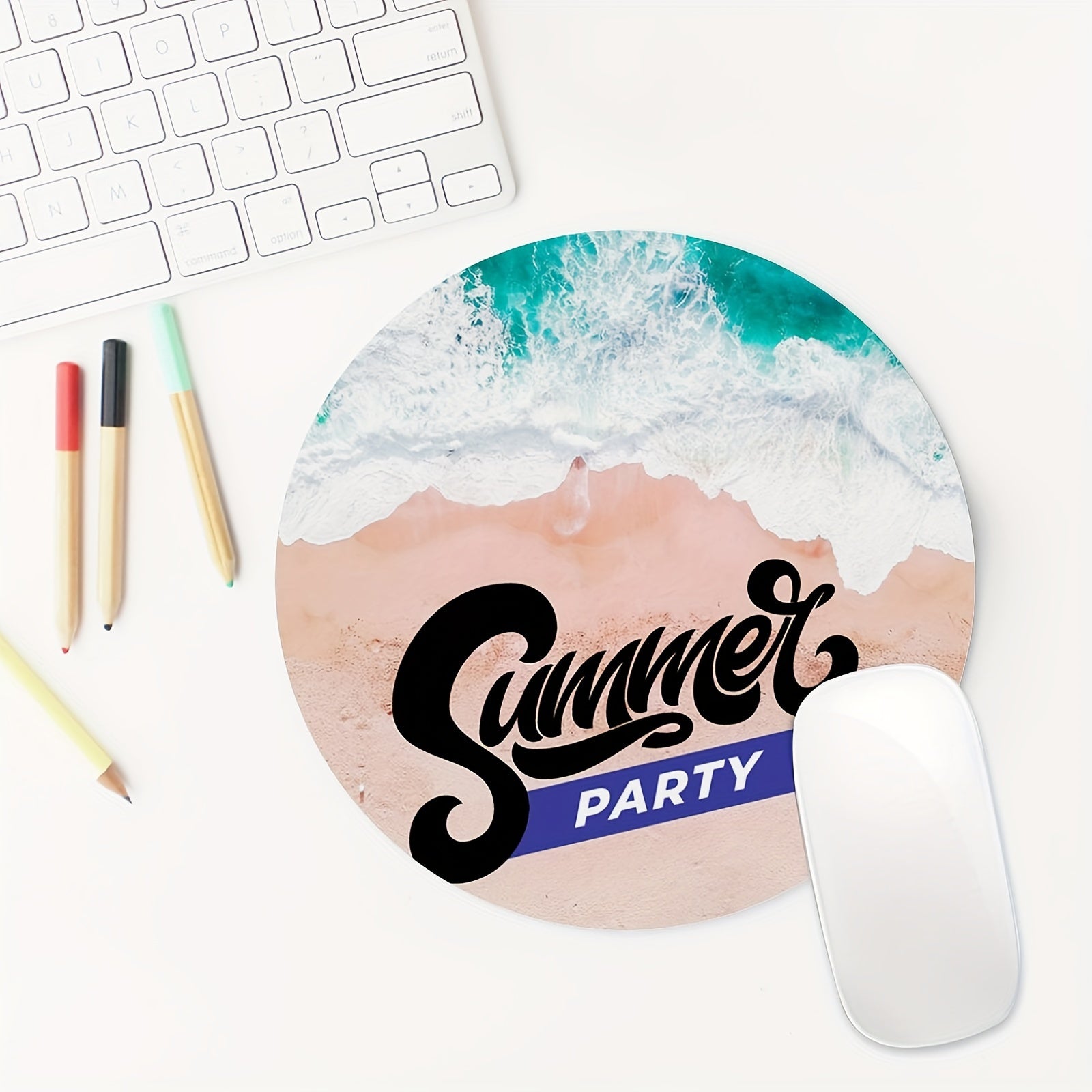 Summer Party Round Mouse Mat Mouse Pad 7.87 X 7.87 X 0.1inch