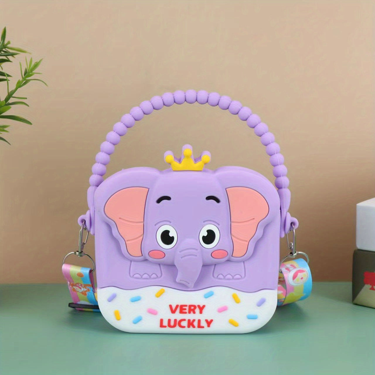 Cartoon Elephant Crossbody Bag Silicone Coin Purse Wallet for Kids