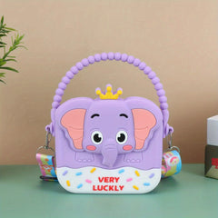 Cartoon Elephant Crossbody Bag Silicone Coin Purse Wallet for Kids