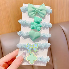 10pcs Flower Bear Bow Hair Ties Set for Girls