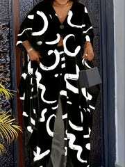 Women's Plus Print Top & Elastic Pants Two Piece Set