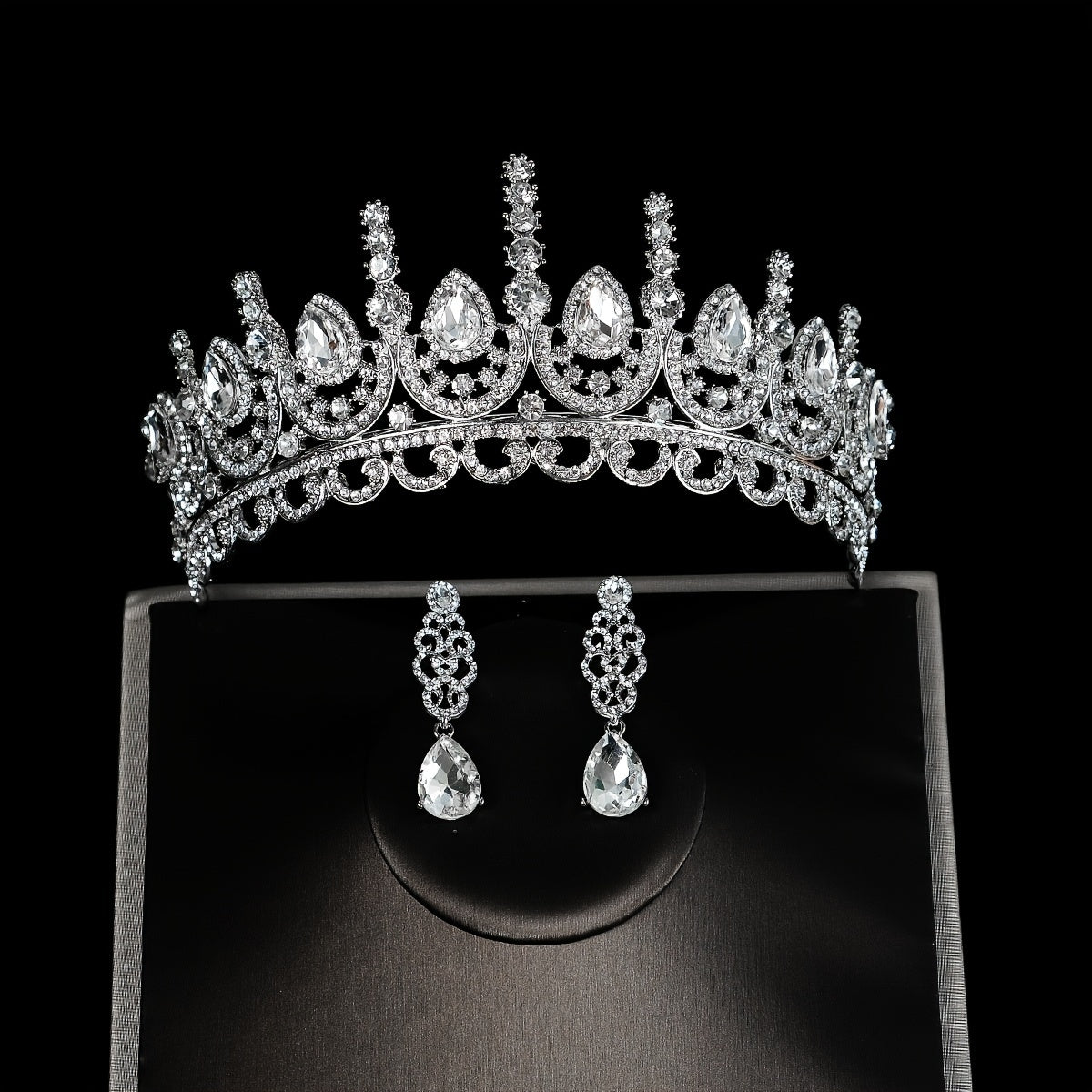 Rhinestone Earrings Crown Set Wedding Dinner Accessories