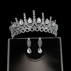 Rhinestone Earrings Crown Set Wedding Dinner Accessories