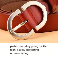 Vintage Solid Casual Waistband Double Pin Buckle Leather Belt for Women