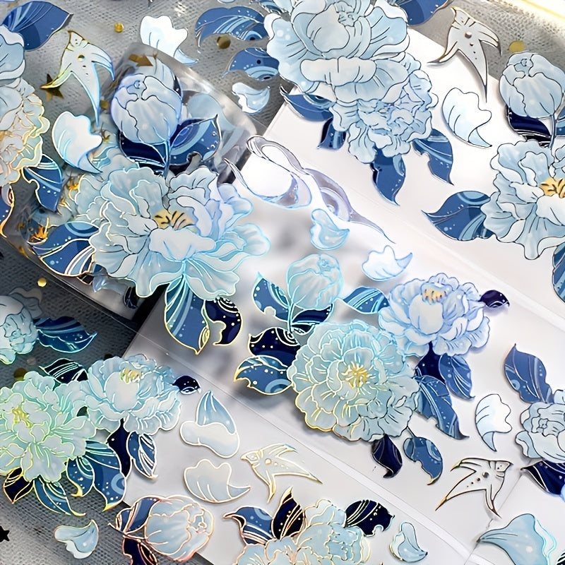 2 Meters Per Roll Brilliant Laser Silver PET Flower Tape