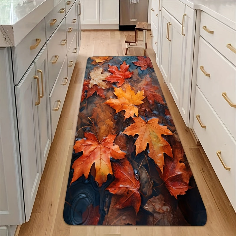 Leaves Pattern Rug Maple Leaves Water Surface Floor Mat