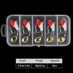 5pcs Metal VIB Spinner Spoon Lure Trout Winter Fishing Hard Baits